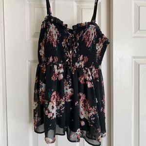 Torrid lace front floral chiffon tank top